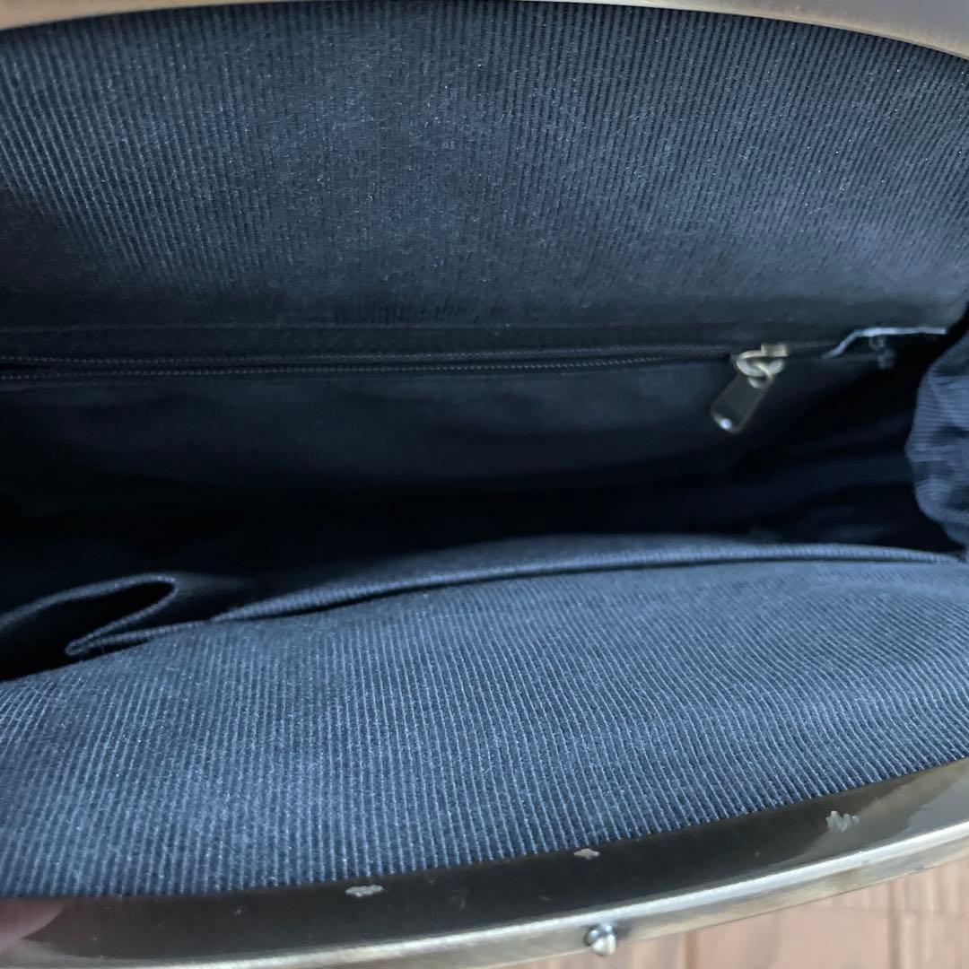 クロコダイル　本革　がま口バッグ