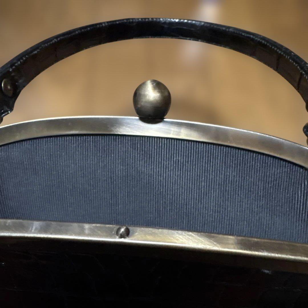 クロコダイル　本革　がま口バッグ