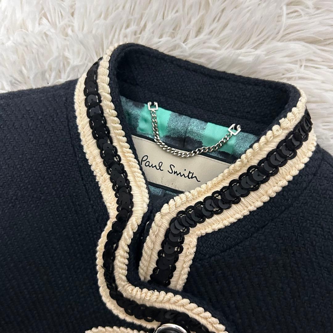極美品　PaulSmith 変形　ノーカラージャケット　ナポレオン　スパンコール