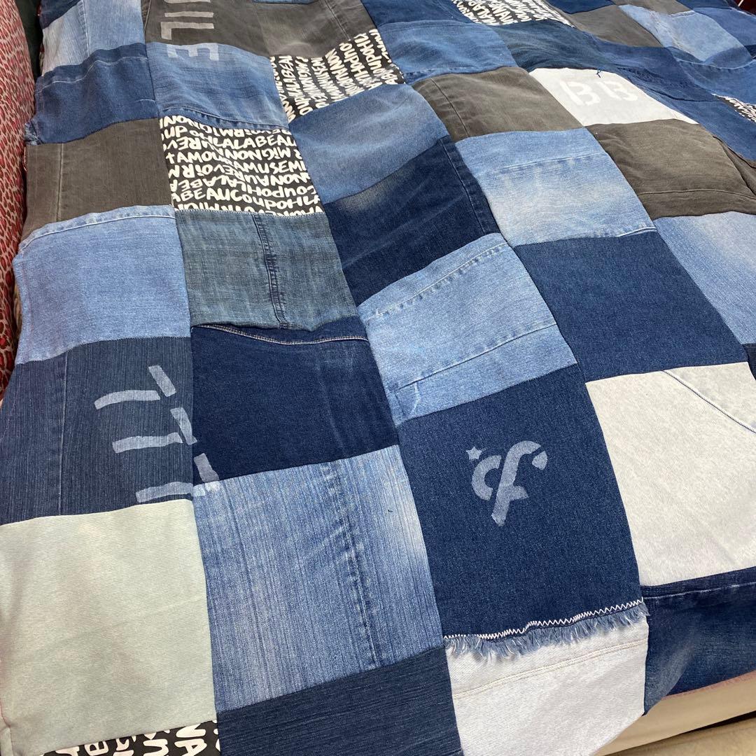 うさぎ年様確認用リメイクデニム マルチカバー　ハンドメイドざっくりベットカバー
