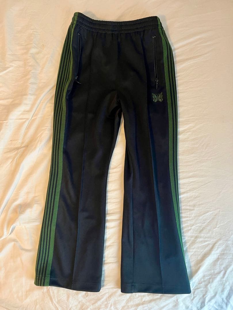 【Needles】トラックパンツ / ブラック×グリーン / ストレート