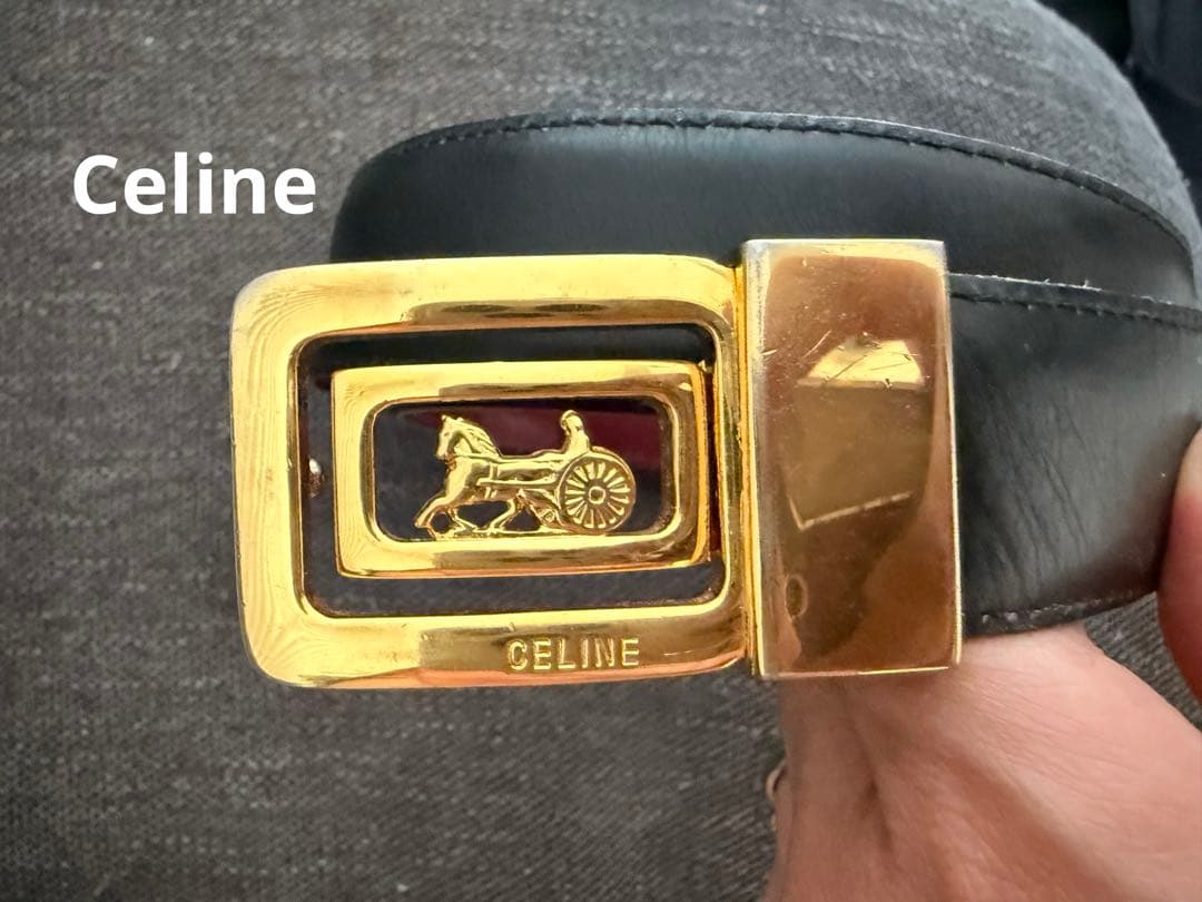 CELINE belt レザーベルト 金色バックル