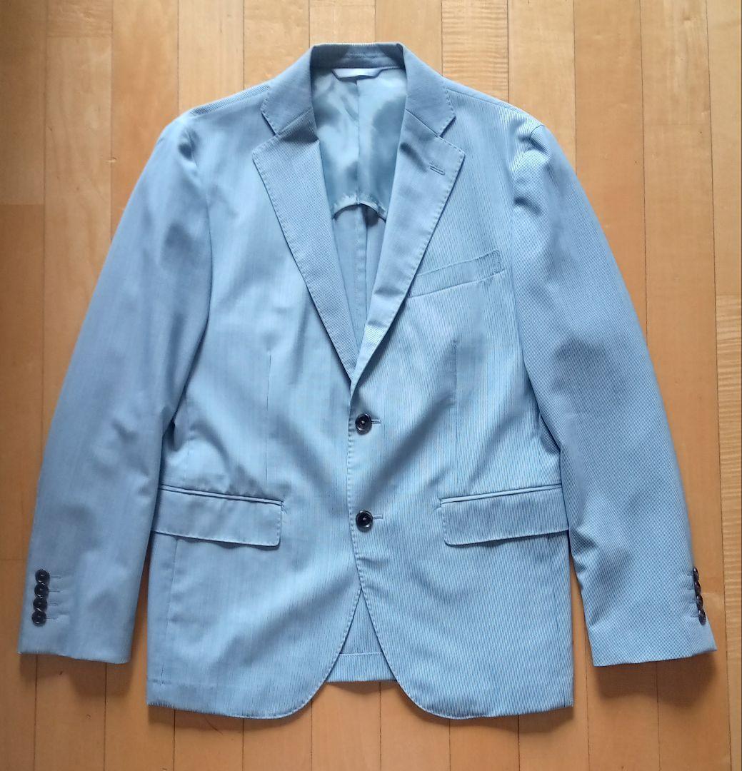 わ*丸様 STUDIO by DÛRBAN 水色 ストライプ ビジネスジャケット