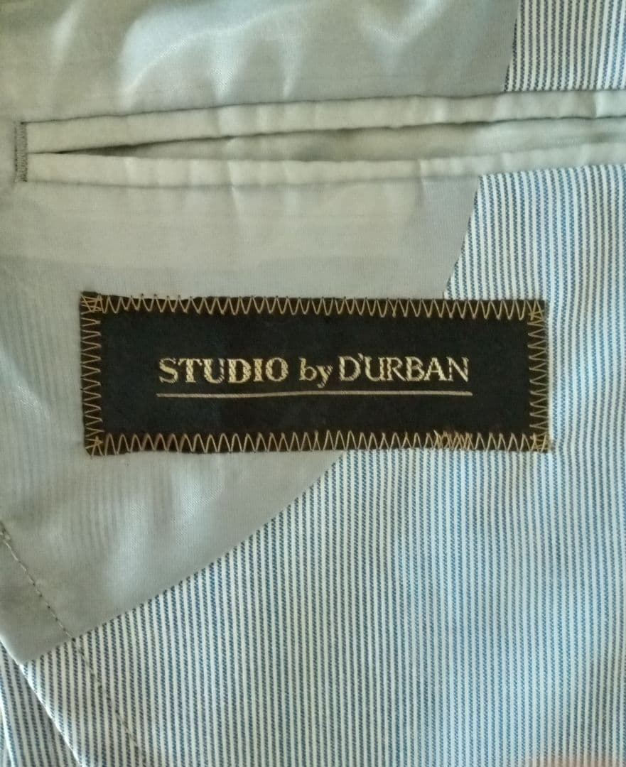 わ*丸様 STUDIO by DÛRBAN 水色 ストライプ ビジネスジャケット