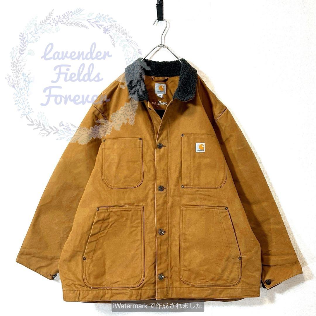カーハートチョアコートC1093フルスウィング茶キャメルロゴ3XL大アメリカ古着