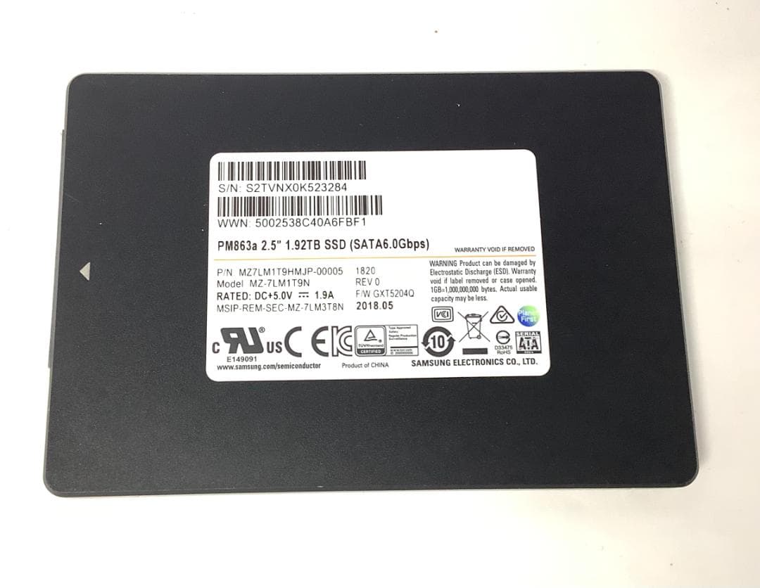 ②-WA316 SAMSUNG SATA 1.92TB SSD 2.5 1点