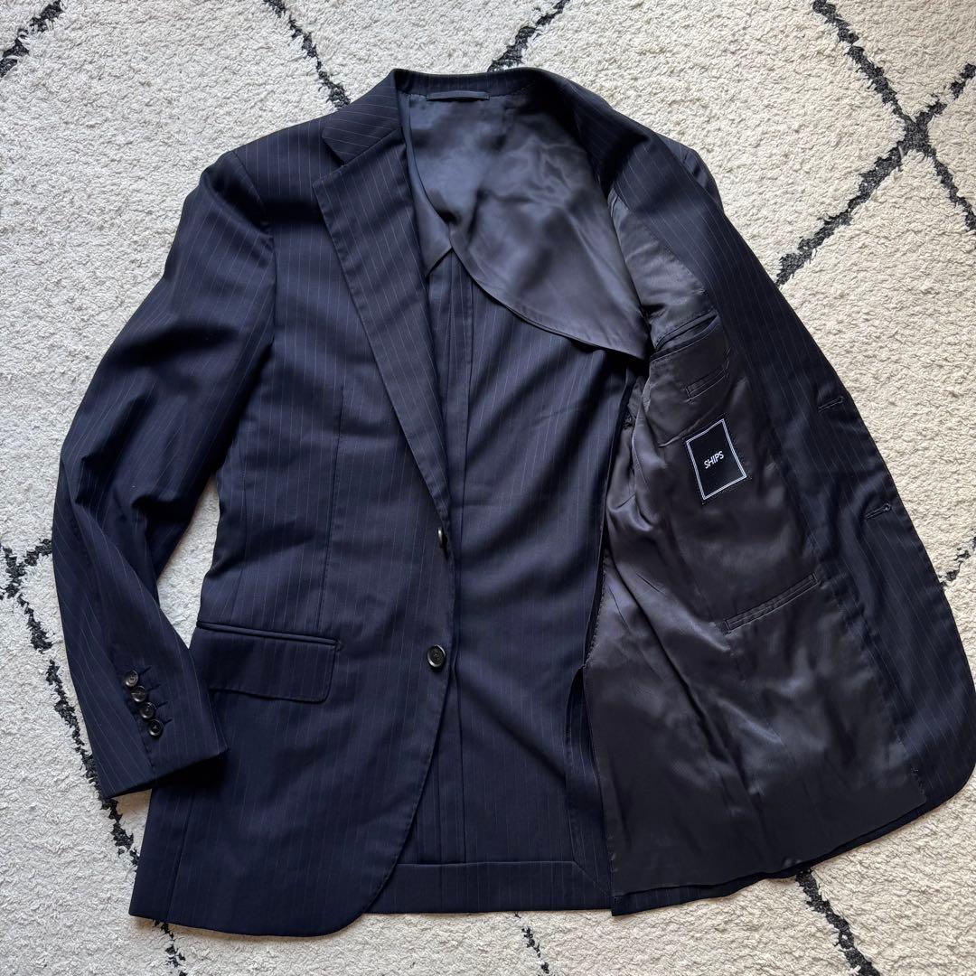 SHIPS ロロピアーナ　スーツ　セットアップ　ネイビー　ストライプ　42