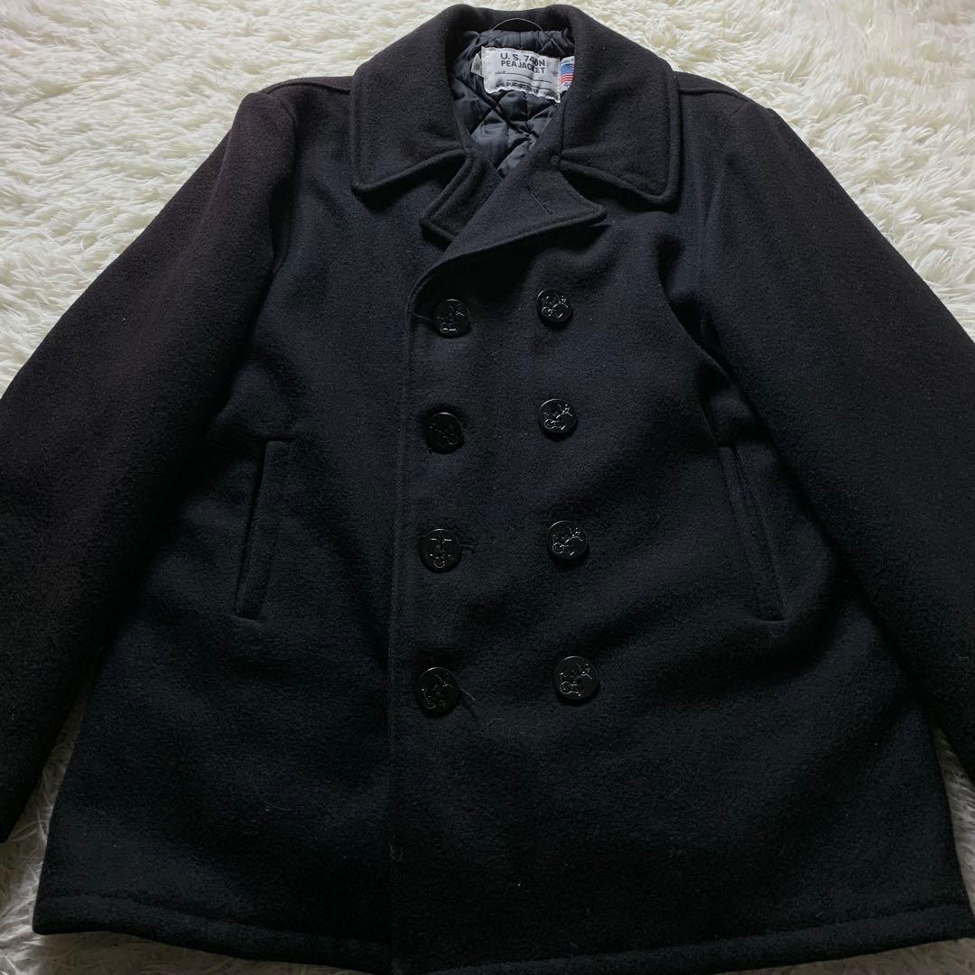 美品■ショット ピーコート 740 ネイビー キルティング 44 USA製