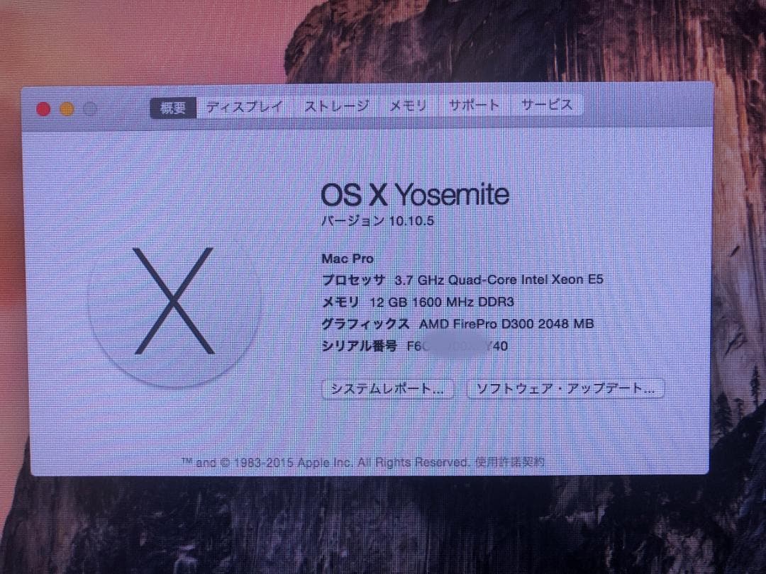 Mac Pro 2013 ジャンク品 (PC本体のみ、モニターは付属しません)