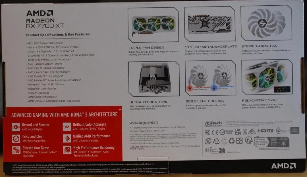 グラフィックボード・グラボ・ビデオカード Radeon RX 7700 XT Steel Legend 12GB OC