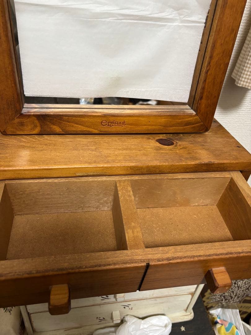 チューリップ　アンファン　引き出し付卓上鏡　鏡台