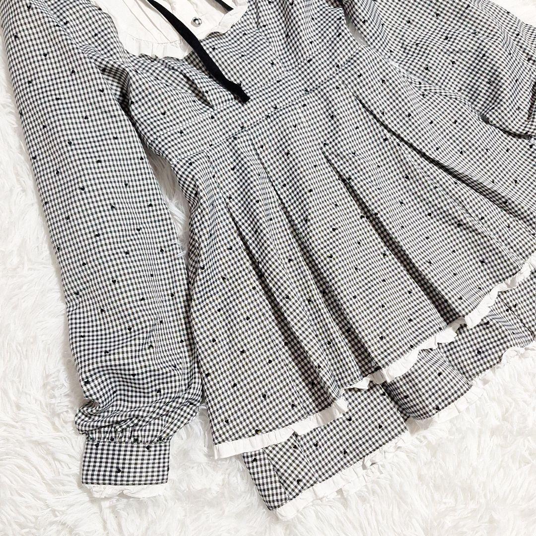 honey cinnamon　ハートドット　ベロアリボン配色ヨークワンピース