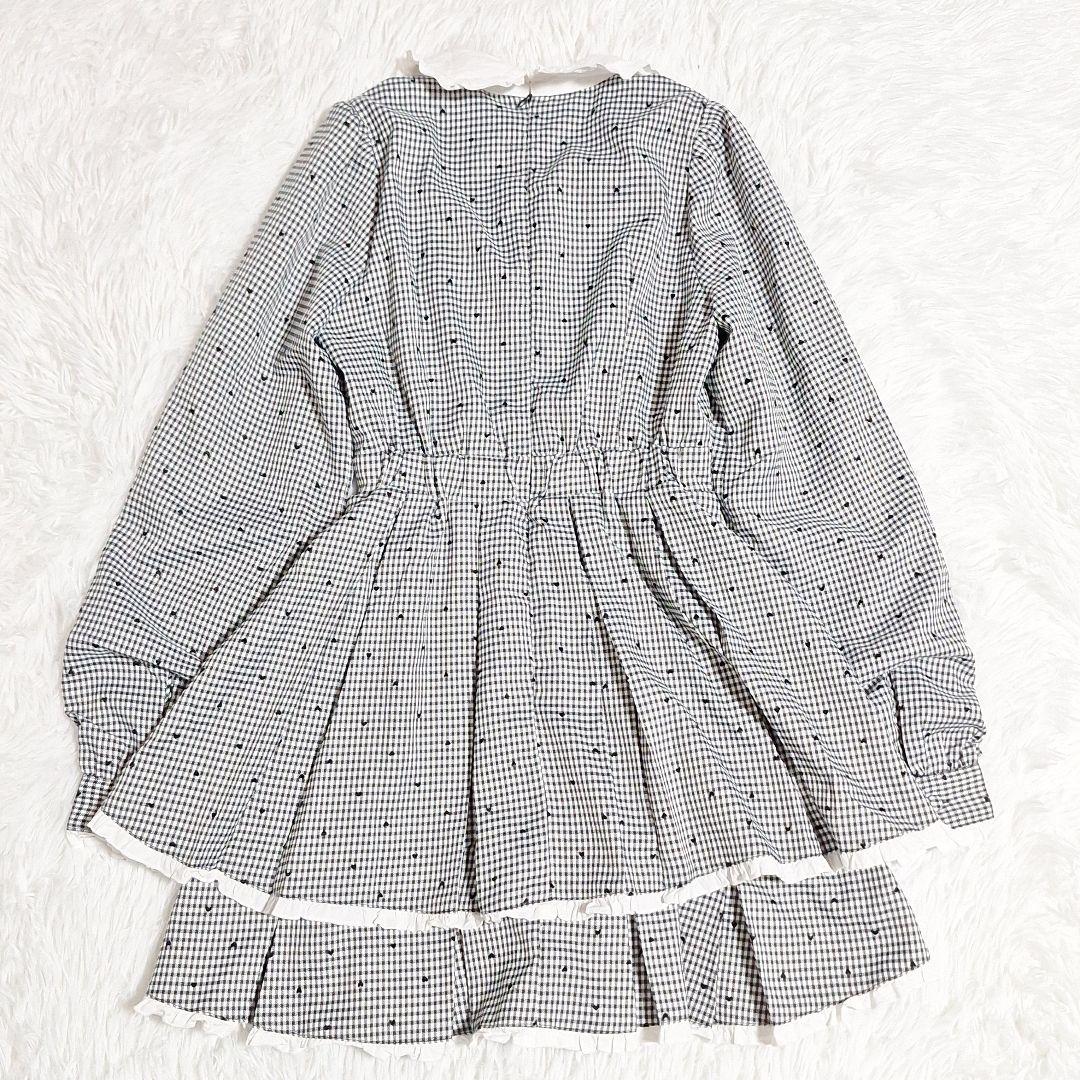 honey cinnamon　ハートドット　ベロアリボン配色ヨークワンピース