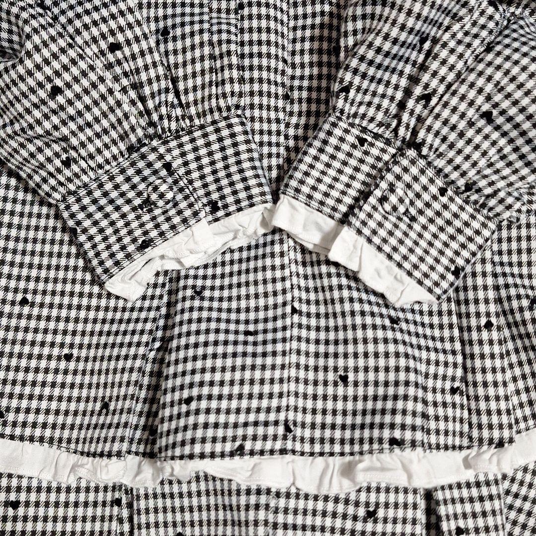 honey cinnamon　ハートドット　ベロアリボン配色ヨークワンピース