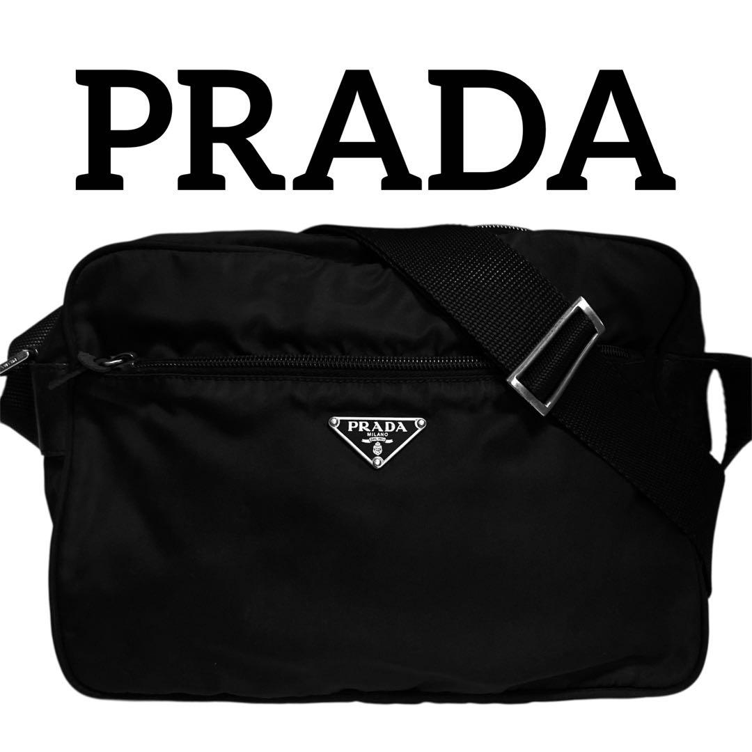良品　プラダ　PRADA ショルダーバッグ　ナイロン　黒　ブラック　トートバッグ