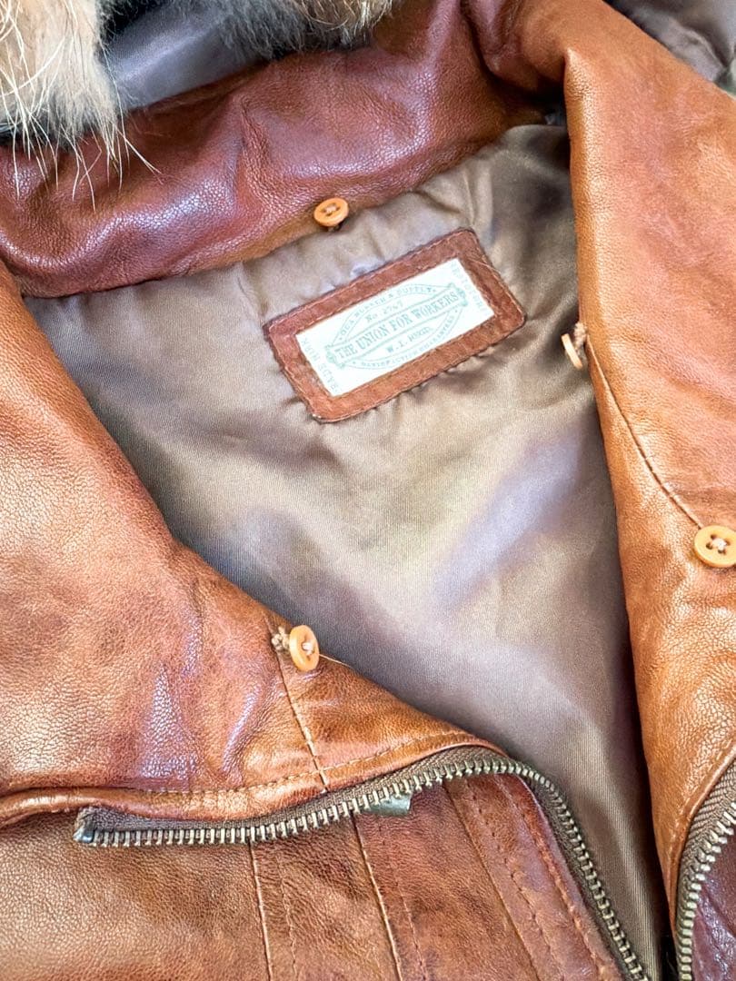 ☆goa ゴア ラムレザー 革ジャン ファー付き ブラウン 難あり