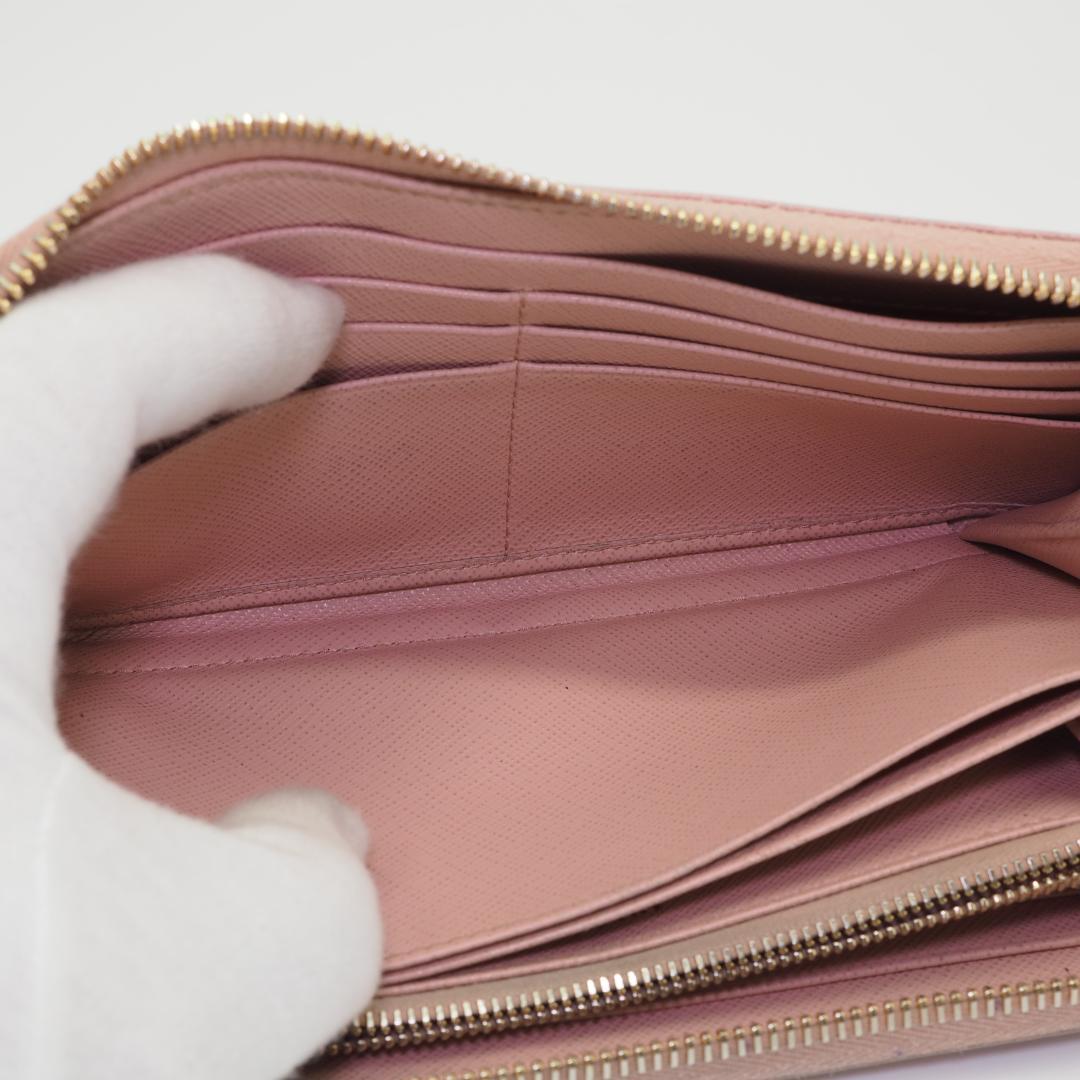 PRADA プラダ サフィアーノ ラウンドファスナー ピンク系 ゴールドロゴ