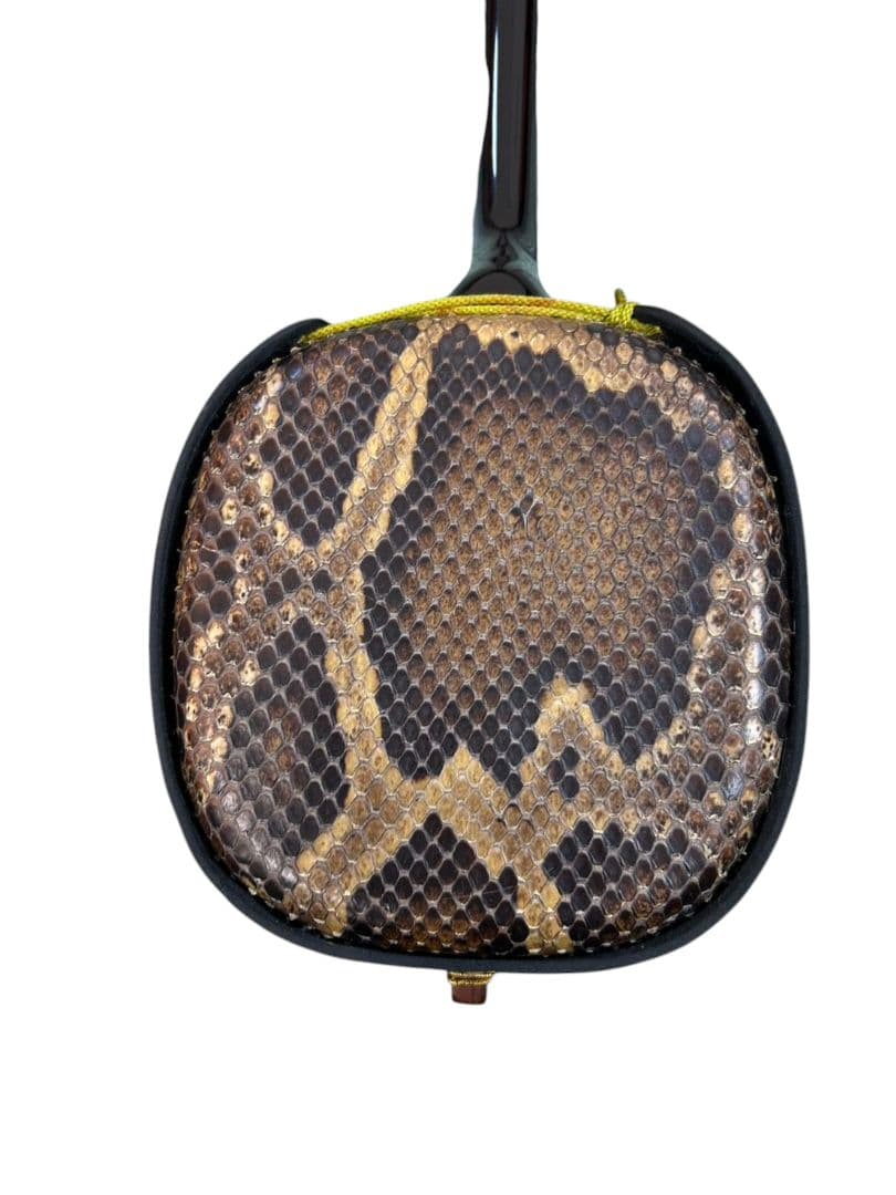 沖縄三線 六線 ヘビ柄 本革 強化張り ハードケース付