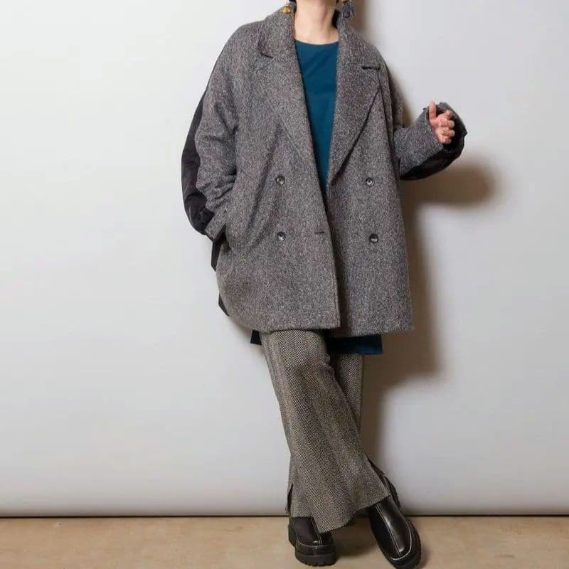 オズモーシス　切り替えPコート　GRAY×BLACK