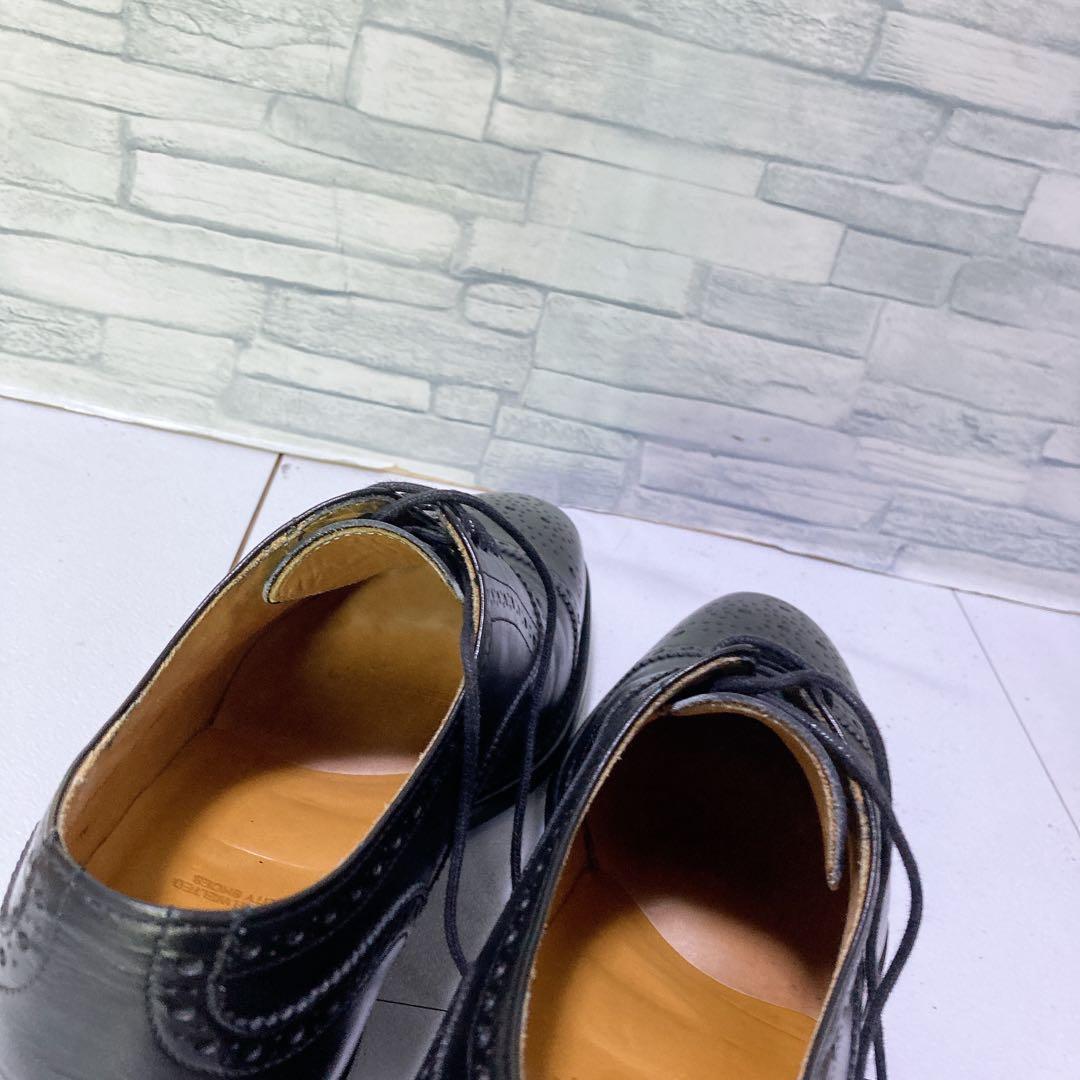 美品 バーウィック ビジネスシューズ メダリオン 黒 ダイナイト 本革 26