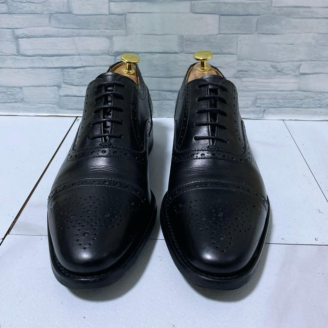 美品 バーウィック ビジネスシューズ メダリオン 黒 ダイナイト 本革 26