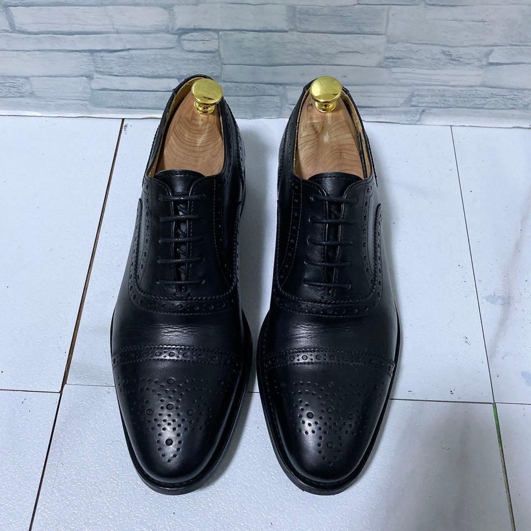 美品 バーウィック ビジネスシューズ メダリオン 黒 ダイナイト 本革 26