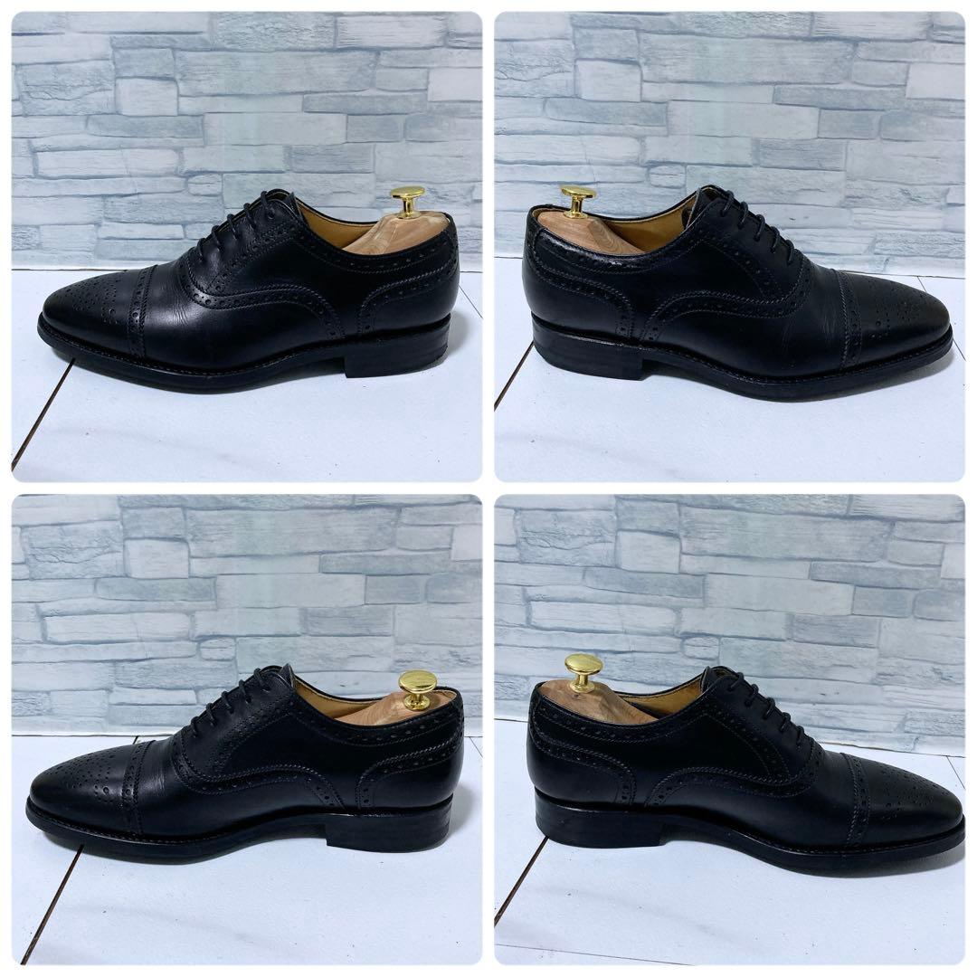 美品 バーウィック ビジネスシューズ メダリオン 黒 ダイナイト 本革 26