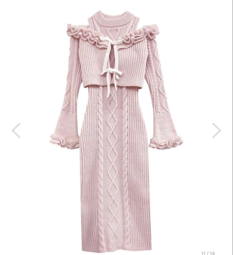 最終値下Rosé Muse今期完売品ニットワンピース＆オフショルカーディガン