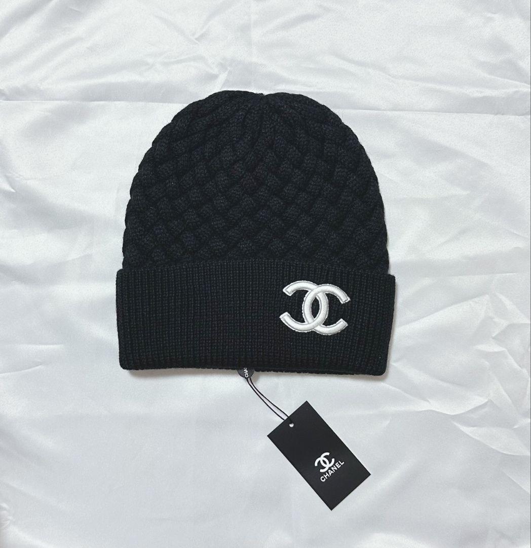 CHANEL ニット帽 黒 新品タグ付き