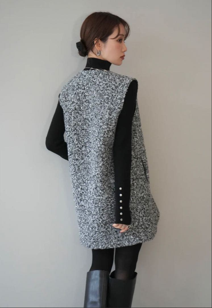 lumier ミックスループヤーンニットミニワンピース/GRAY