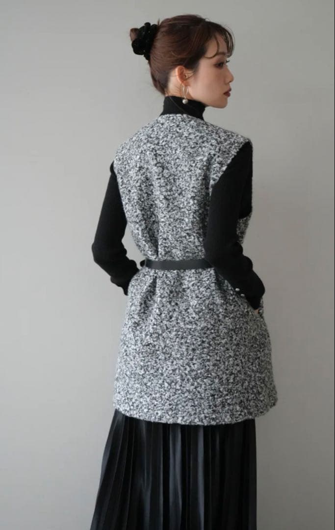 lumier ミックスループヤーンニットミニワンピース/GRAY