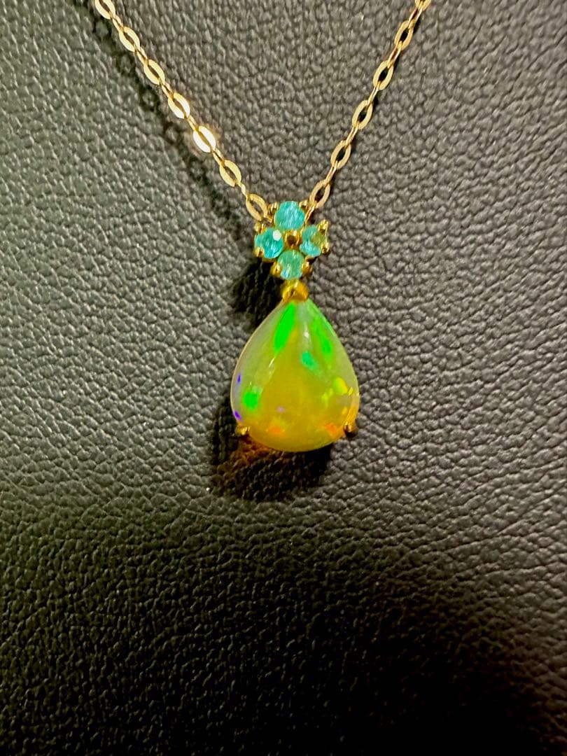 GSTVk18オパール&パライバトルマリンペンダントトップ新品未使用