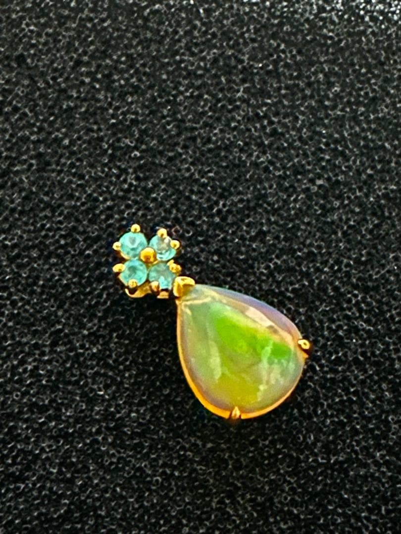 GSTVk18オパール&パライバトルマリンペンダントトップ新品未使用