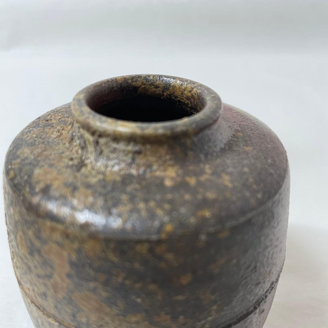 D23 備前焼　矢部篤郎作　スペア仕覆付き茶入　共箱