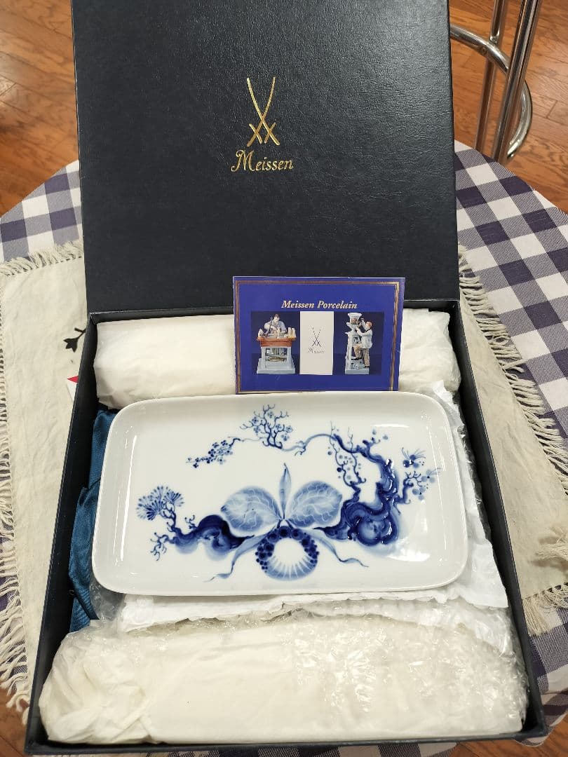 Meissen 磁器皿 青い花模様 約24cm x 13cm