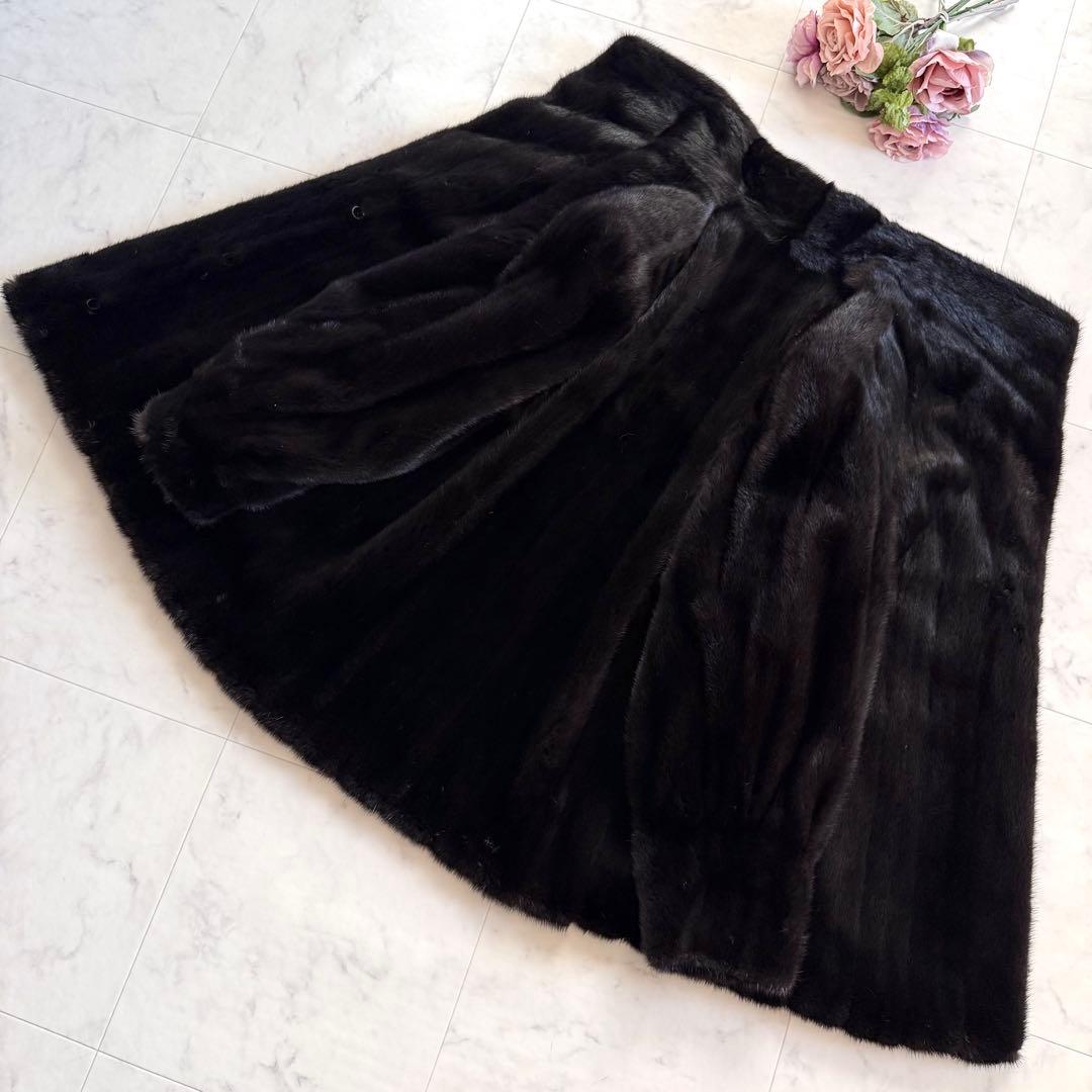 ランバン ブラックミンク ファーコート リアルファー 袖太 ボリューム 艶◎