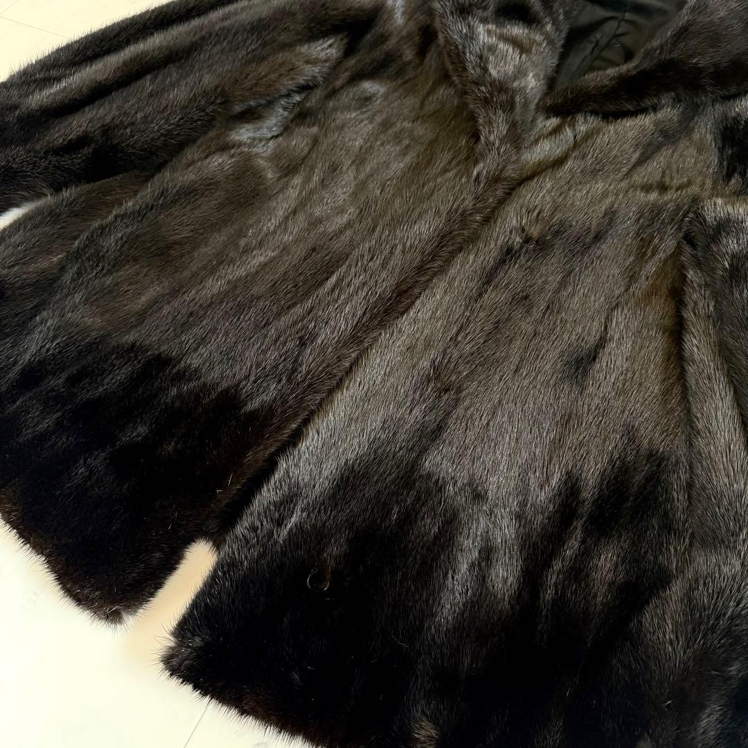 ランバン ブラックミンク ファーコート リアルファー 袖太 ボリューム 艶◎