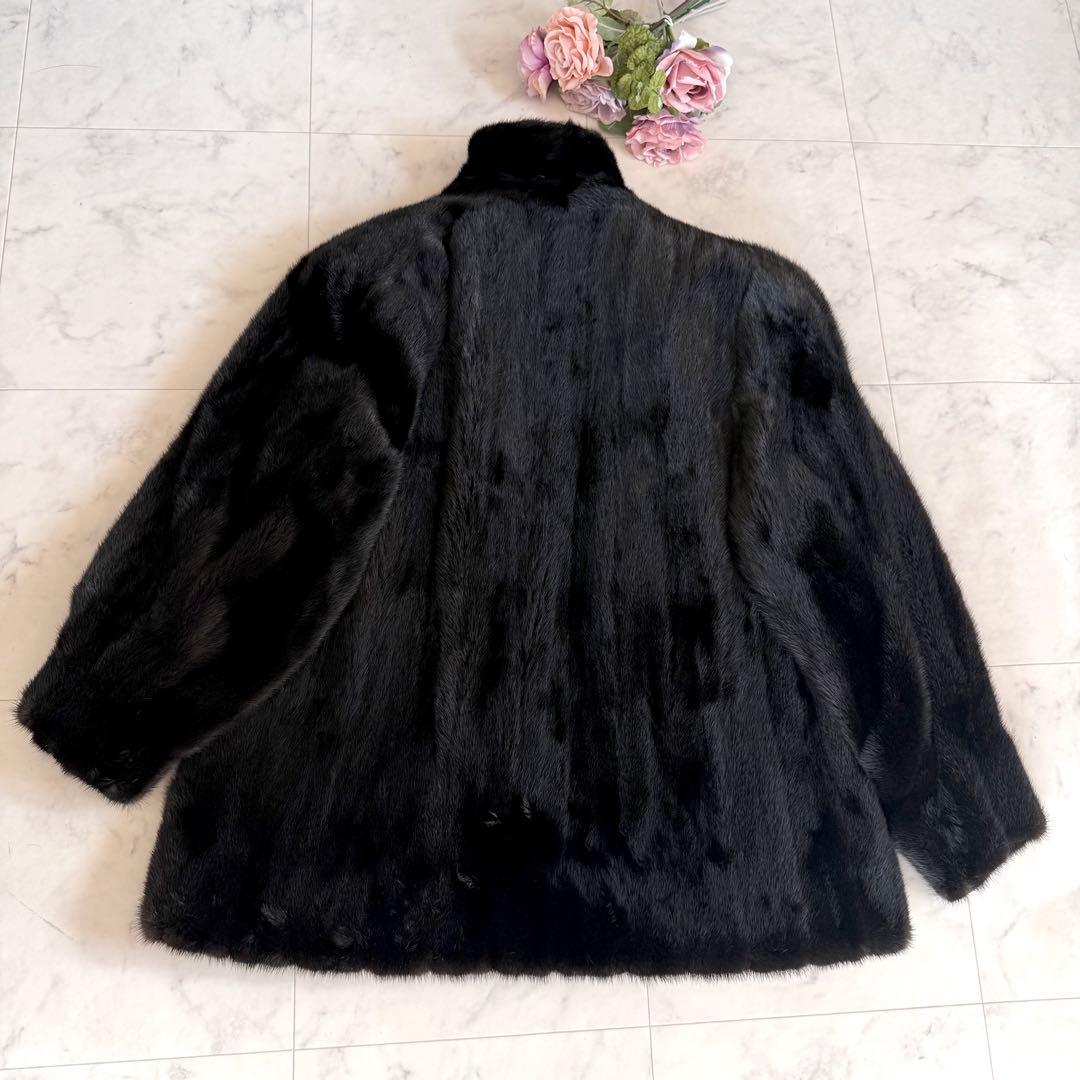 ランバン ブラックミンク ファーコート リアルファー 袖太 ボリューム 艶◎