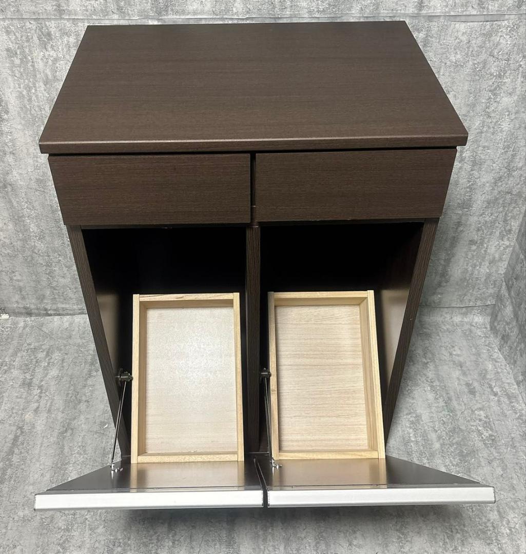 【ほぼ新品】クロシオ 分別 ダイニングダストボックス 2D 木目ブラウン 2分別