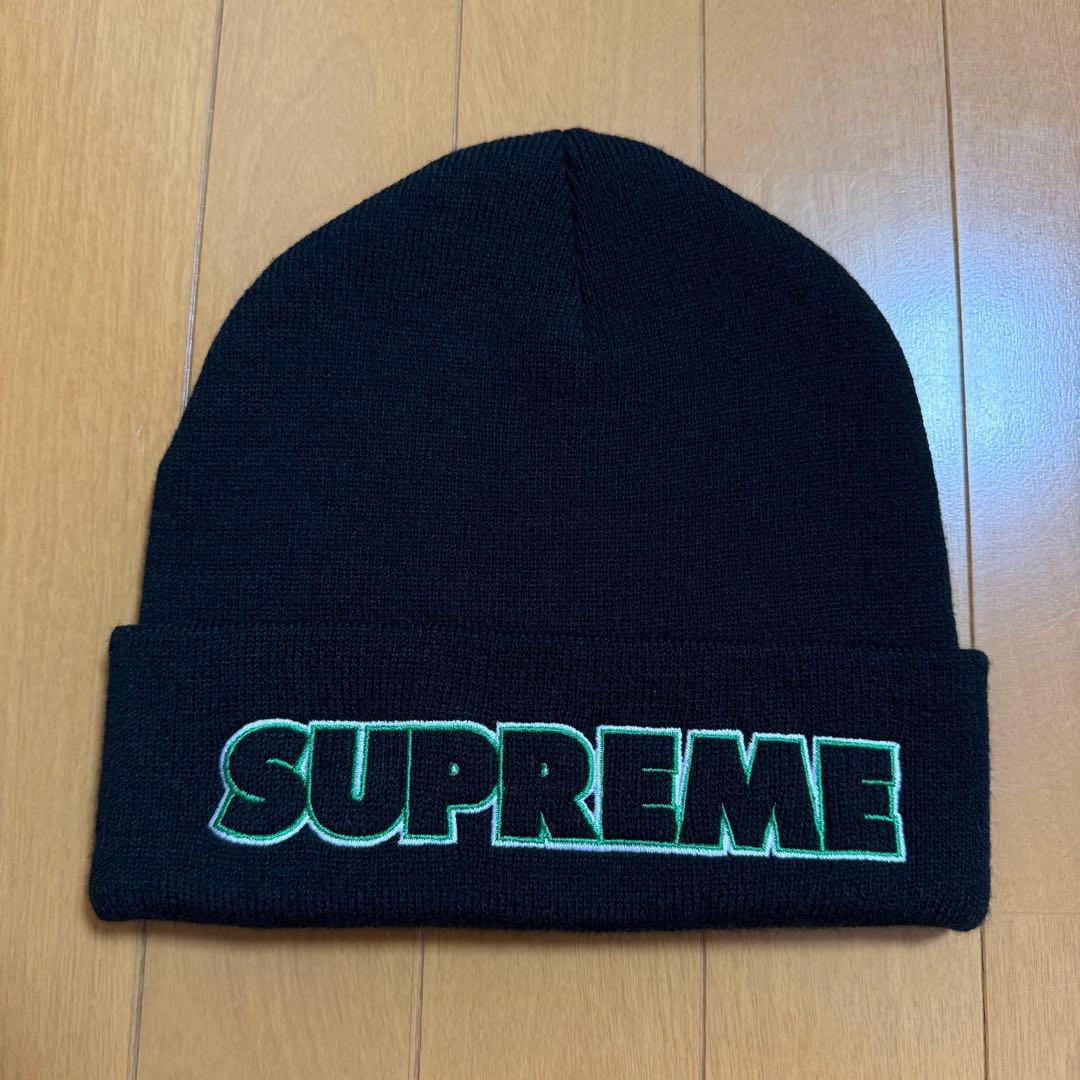 ほぼ未使用 Supreme Outline Beanie ブラック 19aw