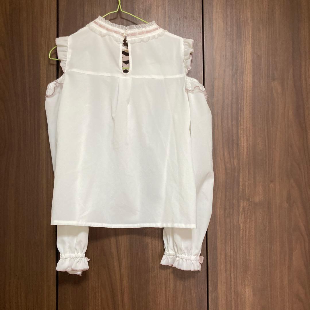 LIZLISA トップス 3つリボンハートチョーカーブラウス ピンク ホワイト