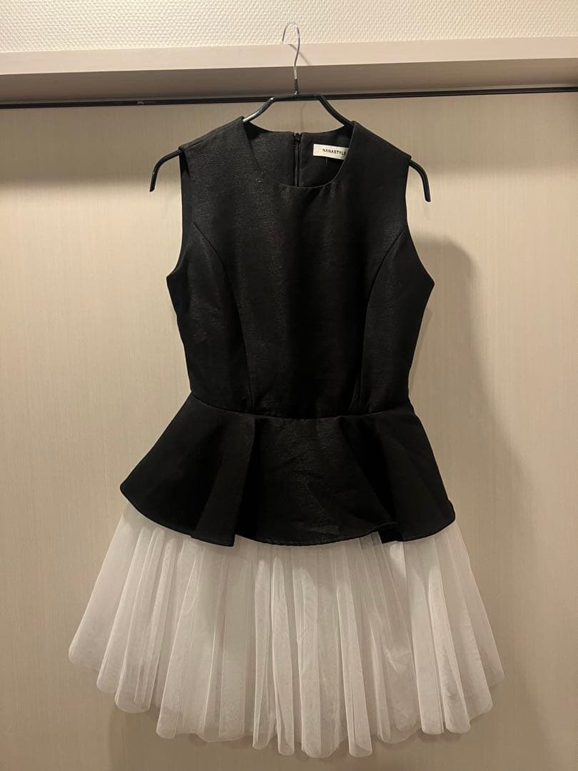 チュールドッキングノースリーブワンピース nanastyle