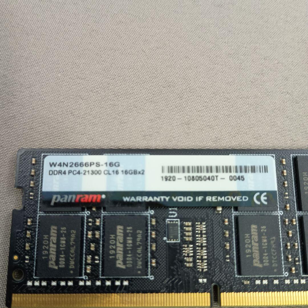 【中古】Panram DDR4 SO-DIMM 32GB(16GB×2枚)