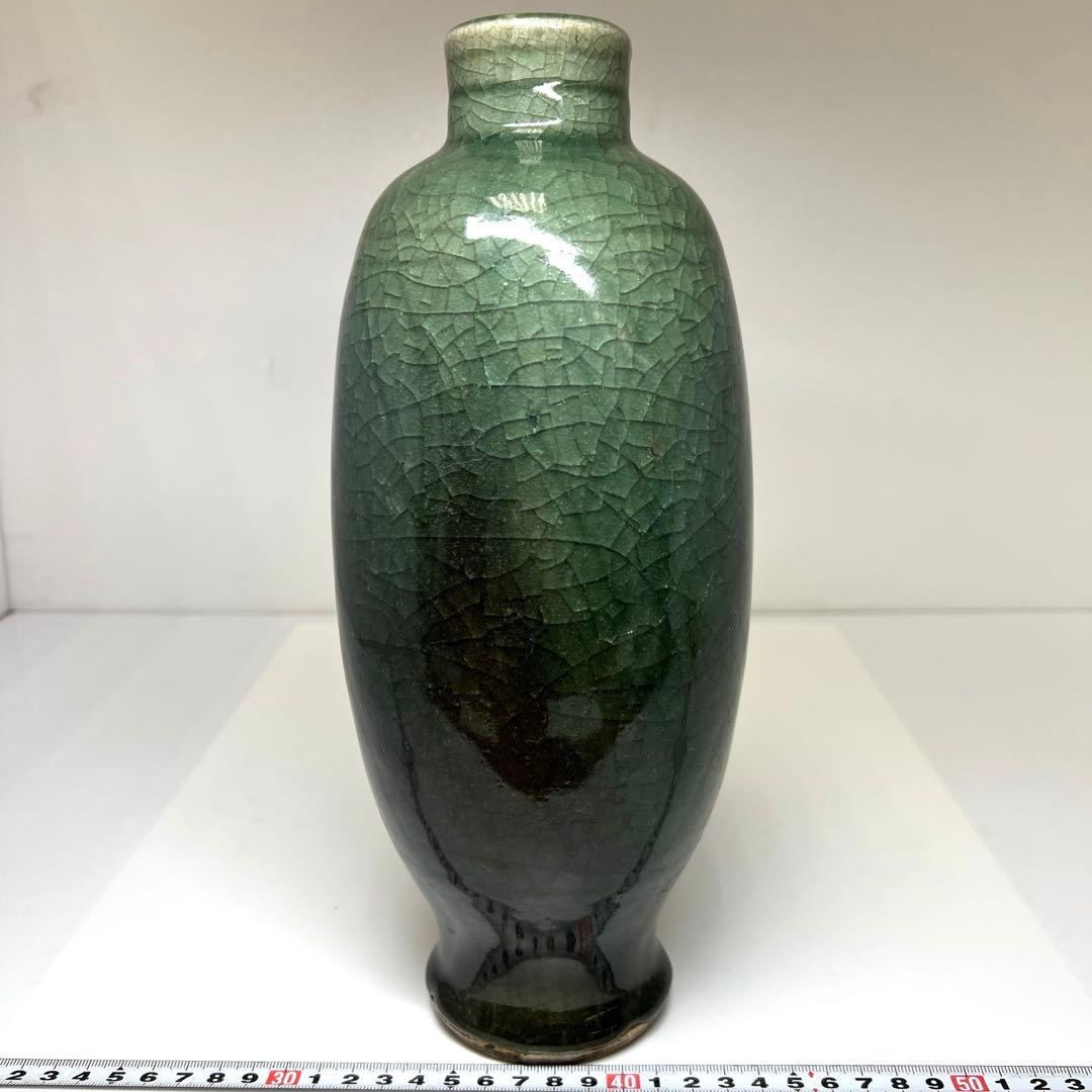 中国明時代　七官青磁花瓶　高さ29.5㎝ 東Y7-0605①