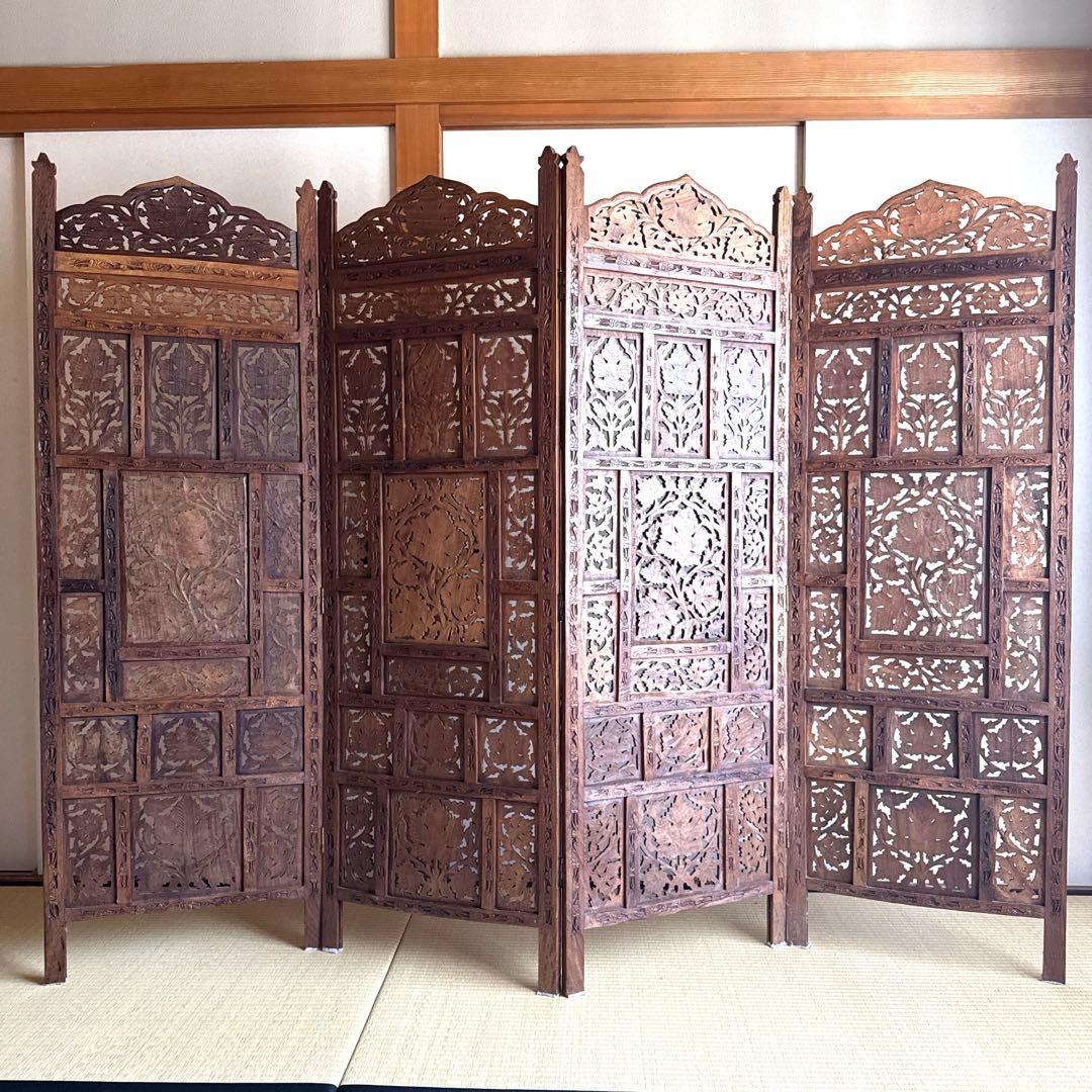【再度出品】⭐︎アジアン⭐︎衝立⭐︎木製彫刻⭐︎パーティション⭐︎
