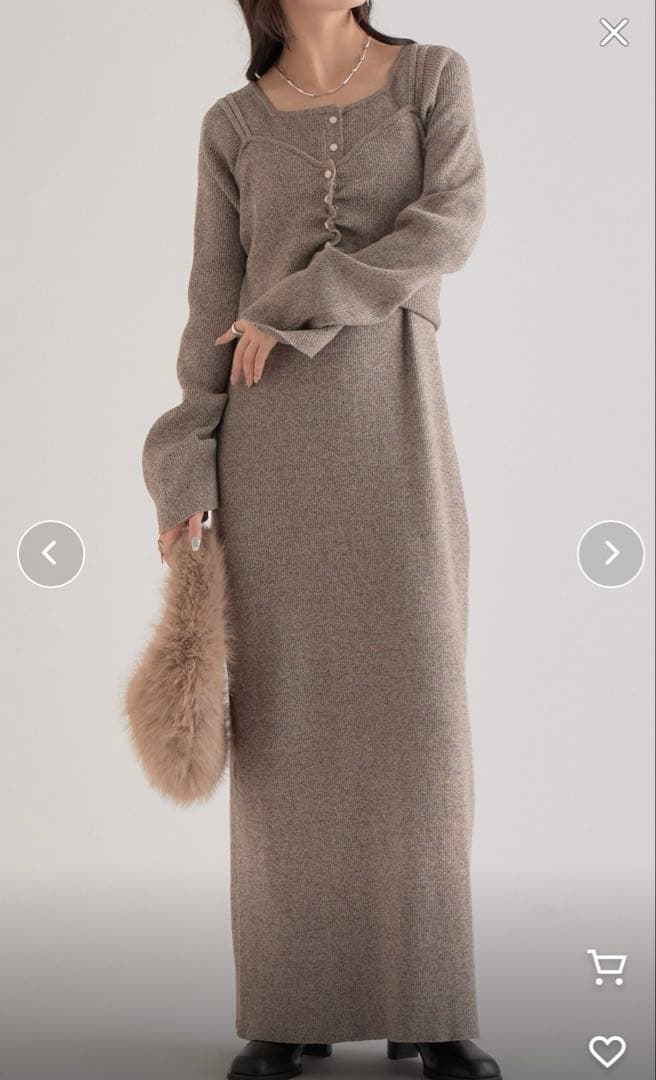 新品　mystic 人気色ブラウン ビスチェ付き　ニットワンピース