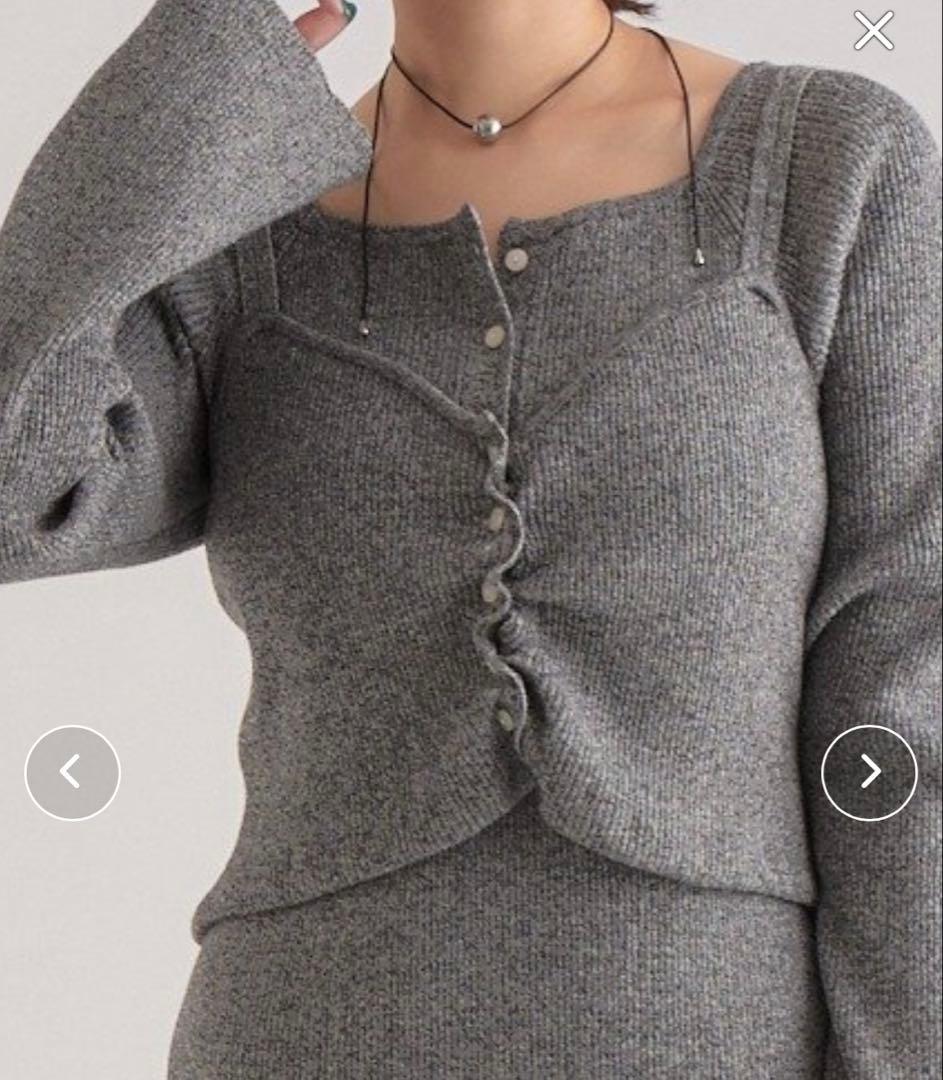 新品　mystic 人気色ブラウン ビスチェ付き　ニットワンピース