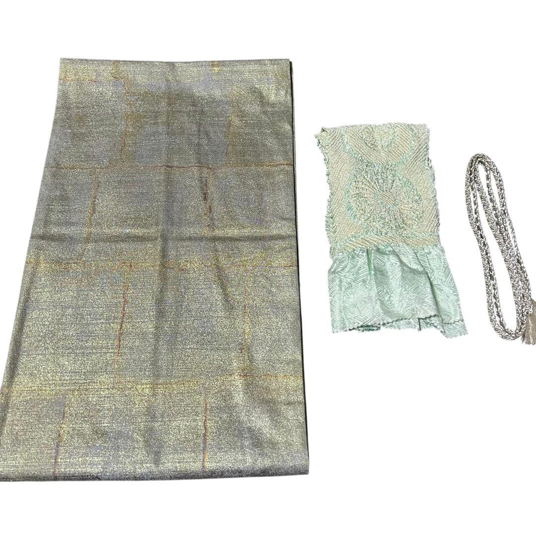 m**様 正絹　訪問着　たたき染め　フルセット　西陣唐織プラチナ箔袋帯　美品