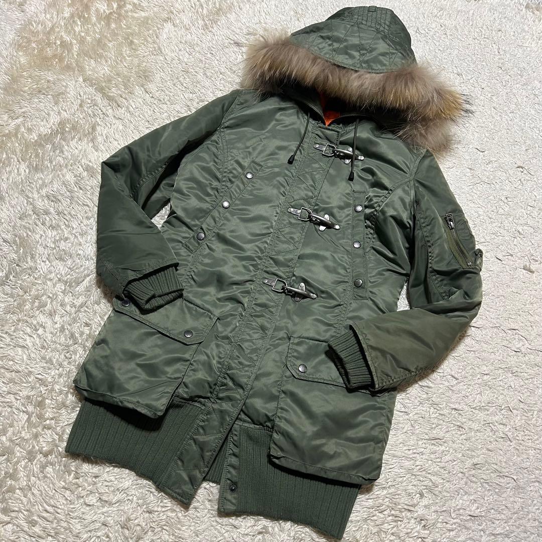 AVIREX ファイヤーマンN-3Bフライトジャケットモッズコート カーキ L