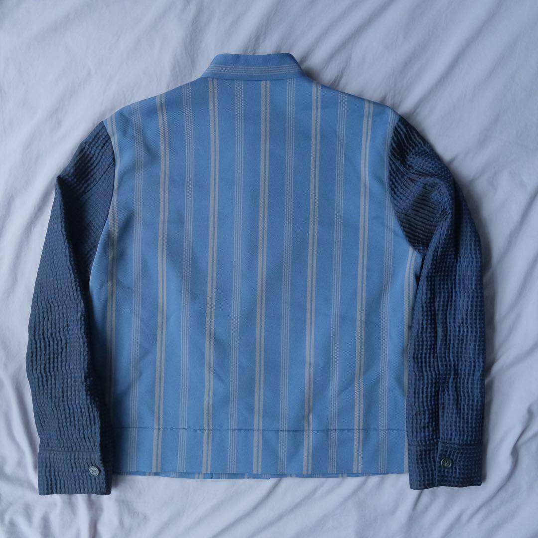 AKI NAGAI ノーカラー ストライプ 切替 ジャケット 日本製